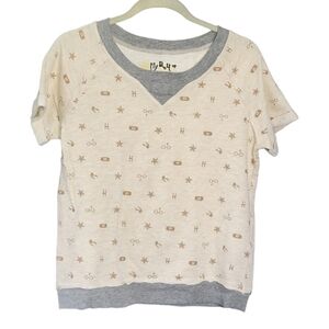 HARRY POTTER Women's Sleep Shirt Short Sleeve Graphic Tee Sz M Beige & Grey